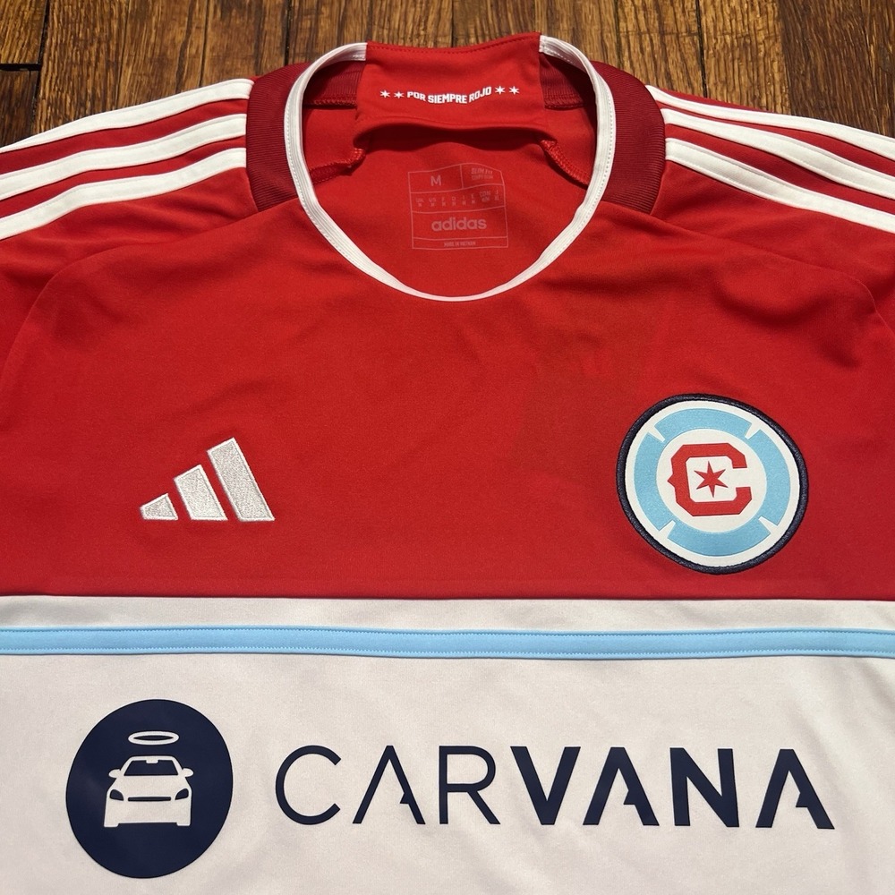 Adidas Chicago Fire FC MLS Home Jersey Men's Medium NWT $100 Carvana Slim Fit - Picture 4 of 10